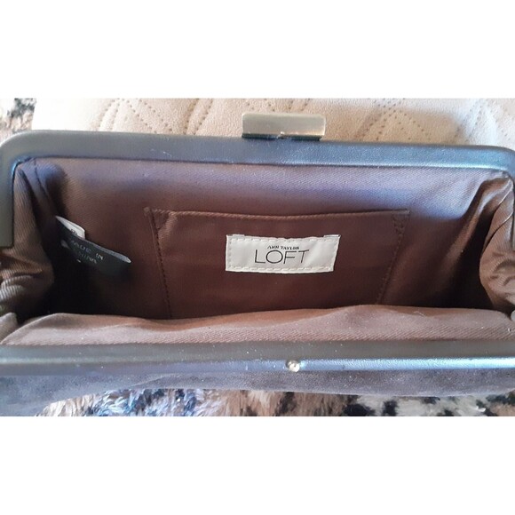 Ann Taylor Chocolate Brown Suede Clutch | Dark Mocha Evening Bag - Picture 2 of 2